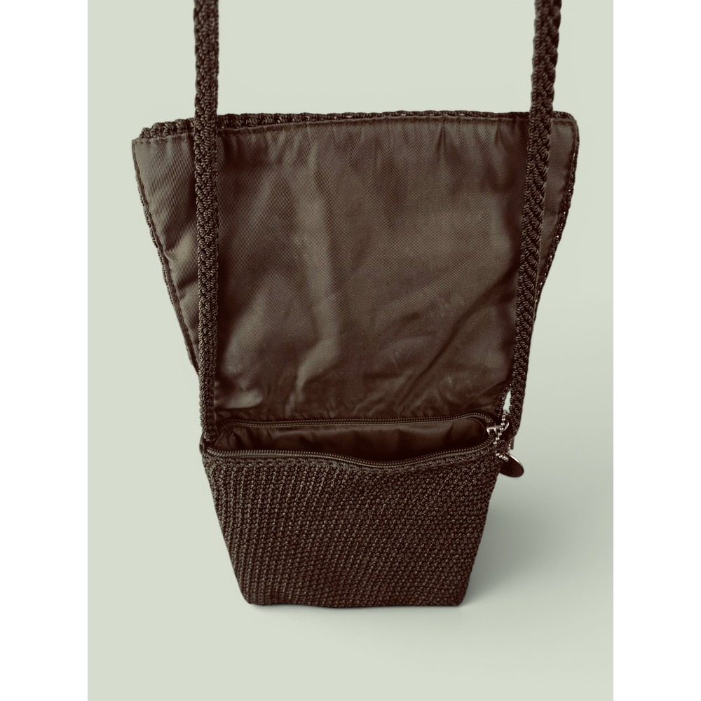 The Sak Crochet Crossbody Bag Olive Green Hand Knit Flap Shoulder Bag Retro - Picture 4 of 6